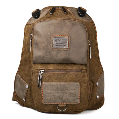 2024 Men Retro Canvas School Bag Versatile Casual Shoulder Bags Zipper Backpack Wear Resistant Climbing Bag