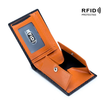 2024 Men's Boom New Carbon Fiber Rfid Ultra-thin Short Wallet Leather Simple Fashion Light Gift