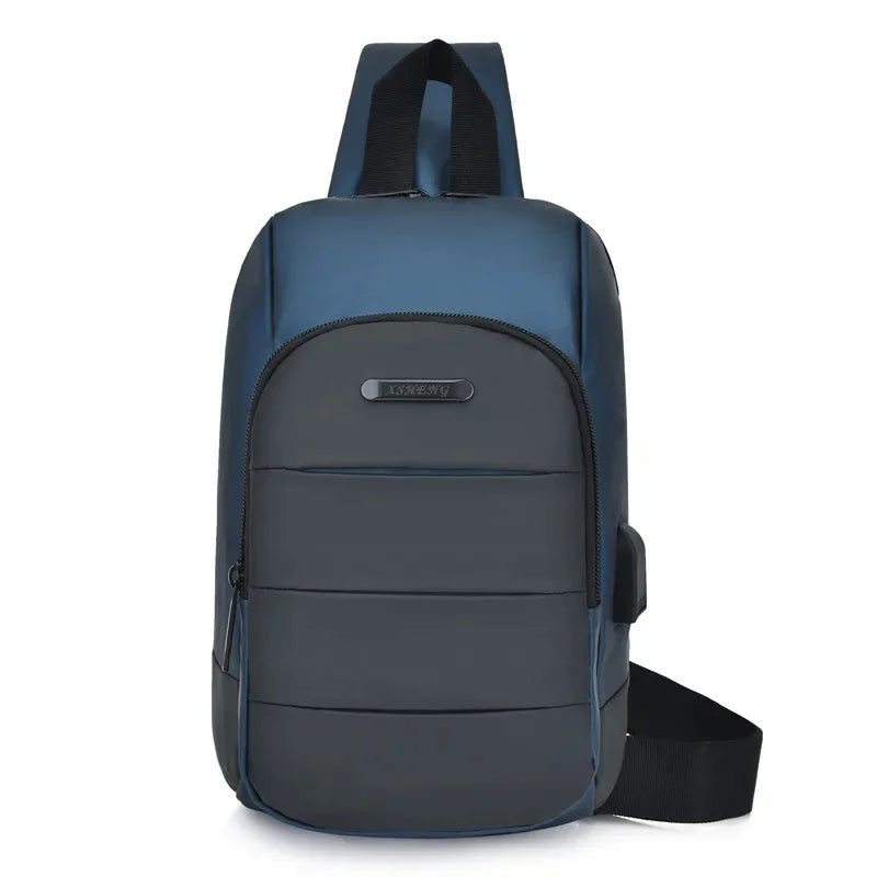 2024 Men's Nylon Waterproof USB Multifunction Crossbody Shoulder s Pack Messenger Travel Chest Bag Short Trip for Male