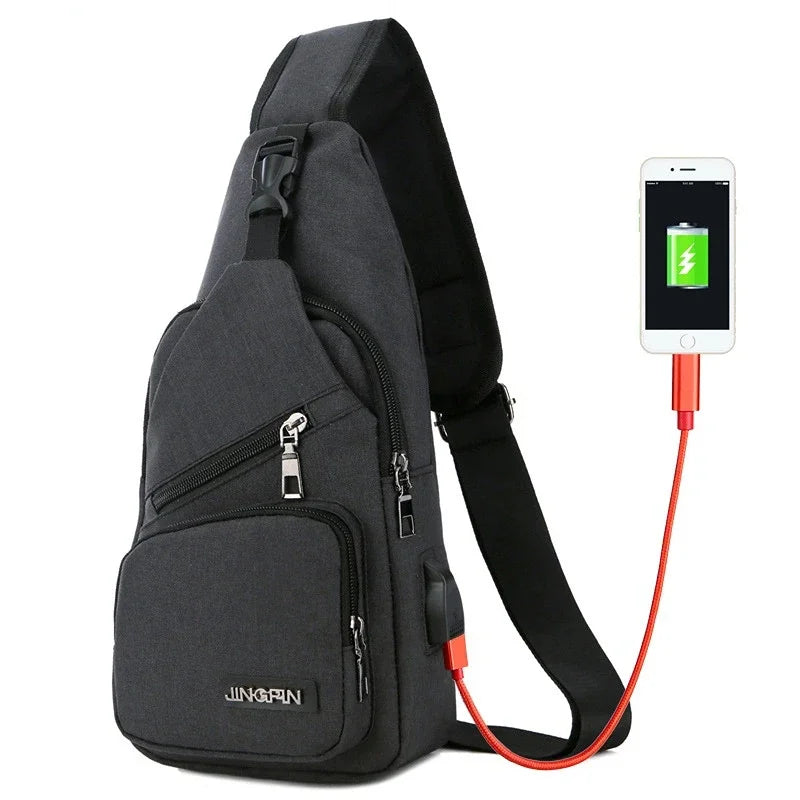 2024 Men's Shoulder USB Charging Crossbody s Male Anti Theft Chest Casual High Quality Travel Messengers Bag