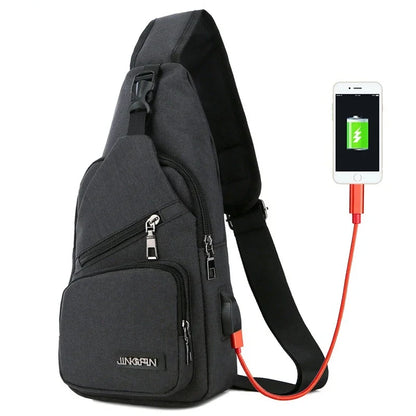 2024 Men's Shoulder USB Charging Crossbody s Male Anti Theft Chest Casual High Quality Travel Messengers Bag