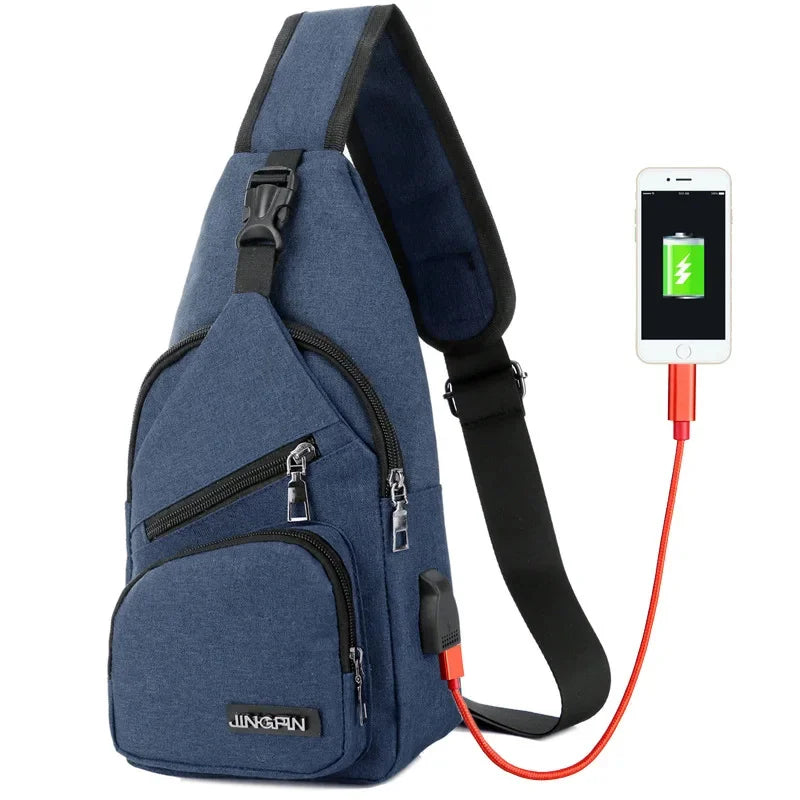 2024 Men's Shoulder USB Charging Crossbody s Male Anti Theft Chest Casual High Quality Travel Messengers Bag