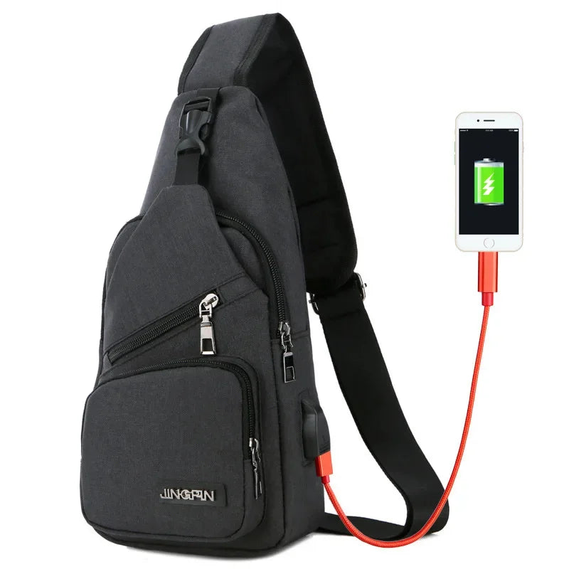 2024 Men's Shoulder USB Charging Crossbody s Male Anti Theft Chest Casual High Quality Travel Messengers Bag