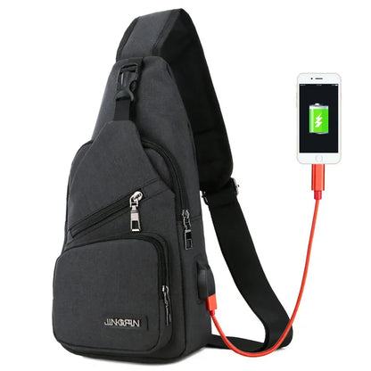 2024 Men's Shoulder USB Charging Crossbody s Male Anti Theft Chest Casual High Quality Travel Messengers Bag
