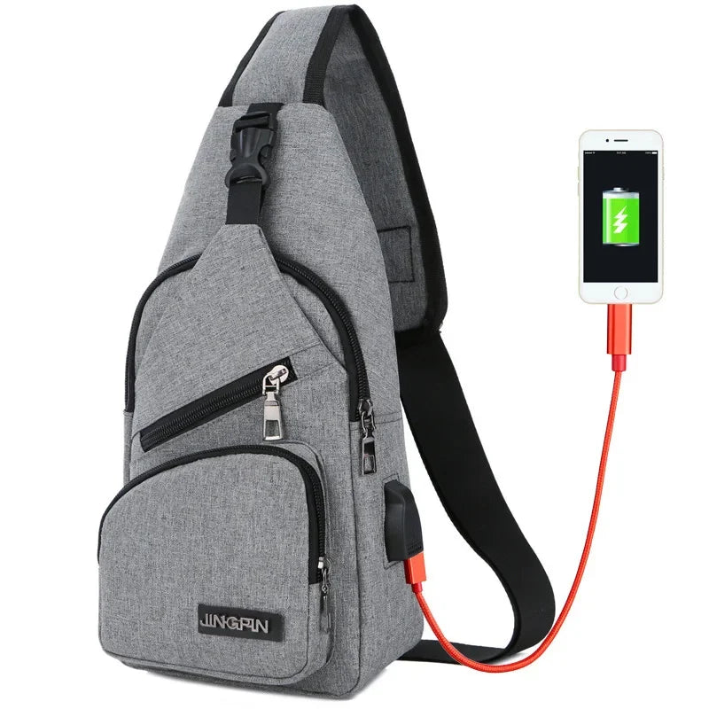 2024 Men's Shoulder USB Charging Crossbody s Male Anti Theft Chest Casual High Quality Travel Messengers Bag