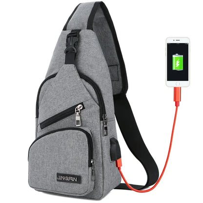 2024 Men's Shoulder USB Charging Crossbody s Male Anti Theft Chest Casual High Quality Travel Messengers Bag