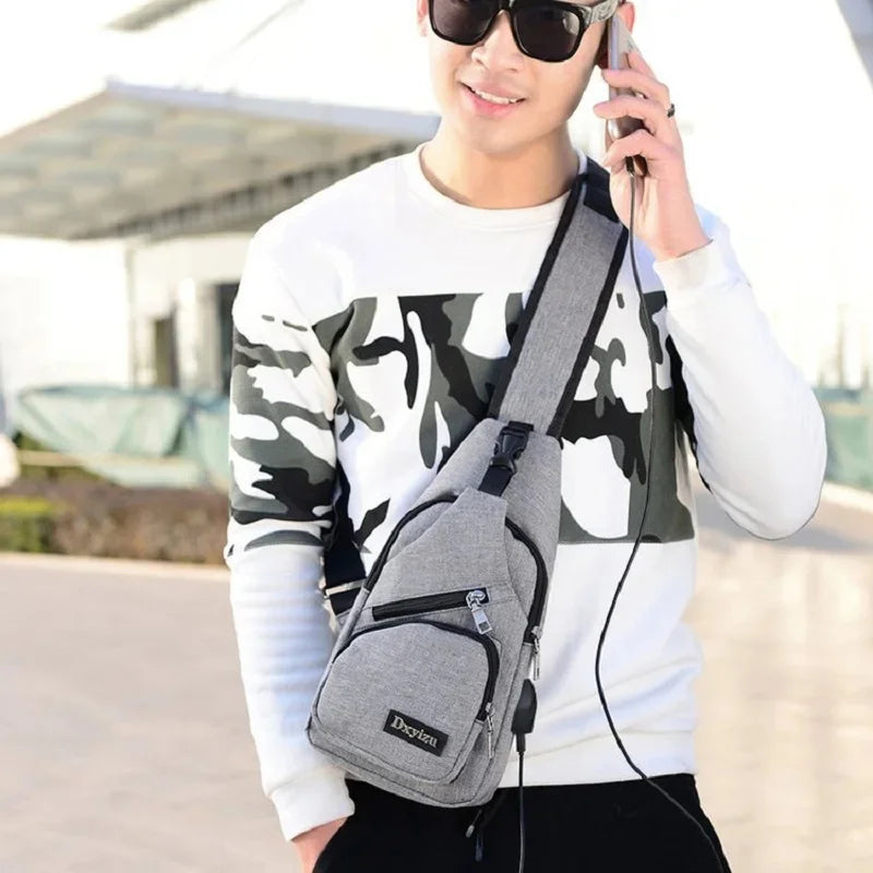 2024 Men's Shoulder USB Charging Crossbody s Male Anti Theft Chest Casual High Quality Travel Messengers Bag