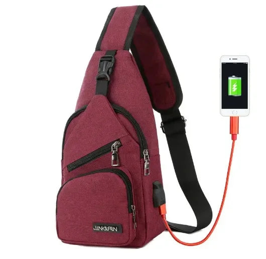 2024 Men's Shoulder USB Charging Crossbody s Male Anti Theft Chest Casual High Quality Travel Messengers Bag