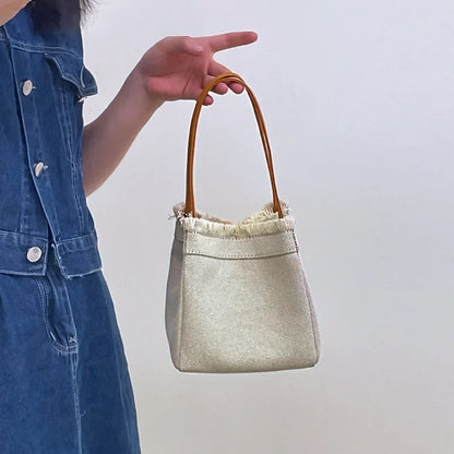 2024 Minority Simple Denim Canvas Bags Large Capacity Portable Bucket Bag Fashion All-match Bolsos Mujer Chic Purses Clutch