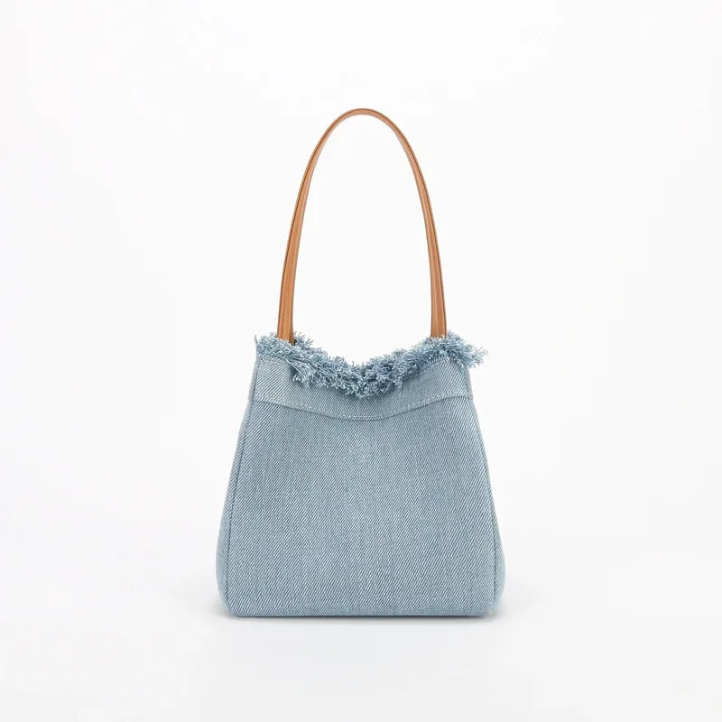 2024 Minority Simple Denim Canvas Bags Large Capacity Portable Bucket Bag Fashion All-match Bolsos Mujer Chic Purses Clutch