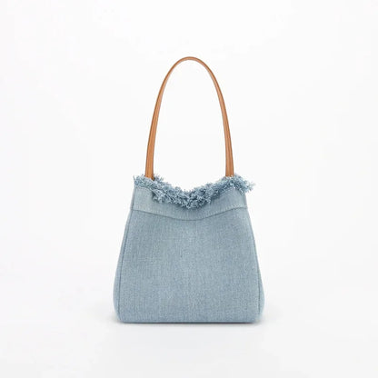 2024 Minority Simple Denim Canvas Bags Large Capacity Portable Bucket Bag Fashion All-match Bolsos Mujer Chic Purses Clutch