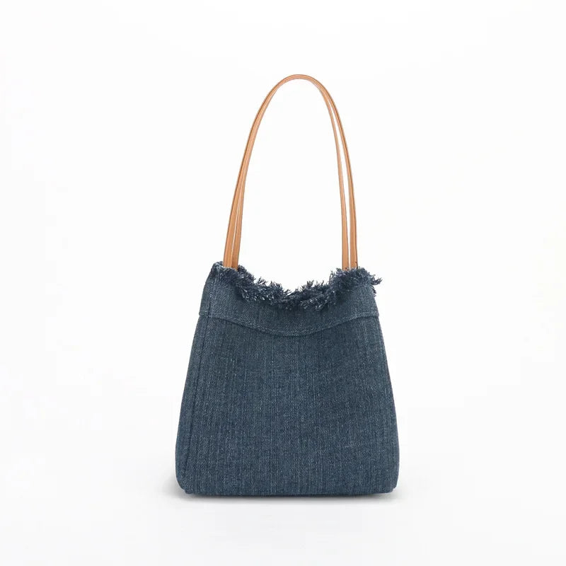 2024 Minority Simple Denim Canvas Bags Large Capacity Portable Bucket Bag Fashion All-match Bolsos Mujer Chic Purses Clutch