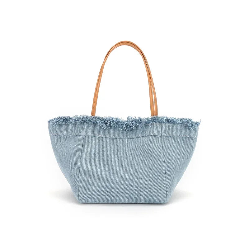 2024 Minority Simple Denim Canvas Bags Large Capacity Portable Bucket Bag Fashion All-match Bolsos Mujer Chic Purses Clutch