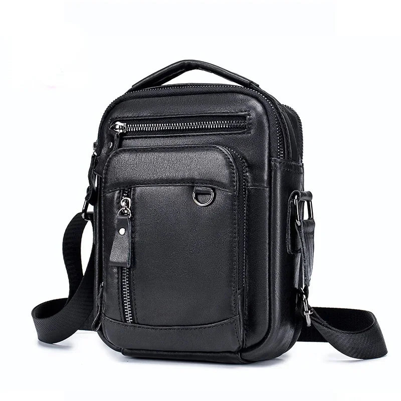 2024 New 100% cowhide Genuine Leather Men's Shoulder Messenger Bag for Men Crossbody Bags Man Designer Handbag Bolso Male