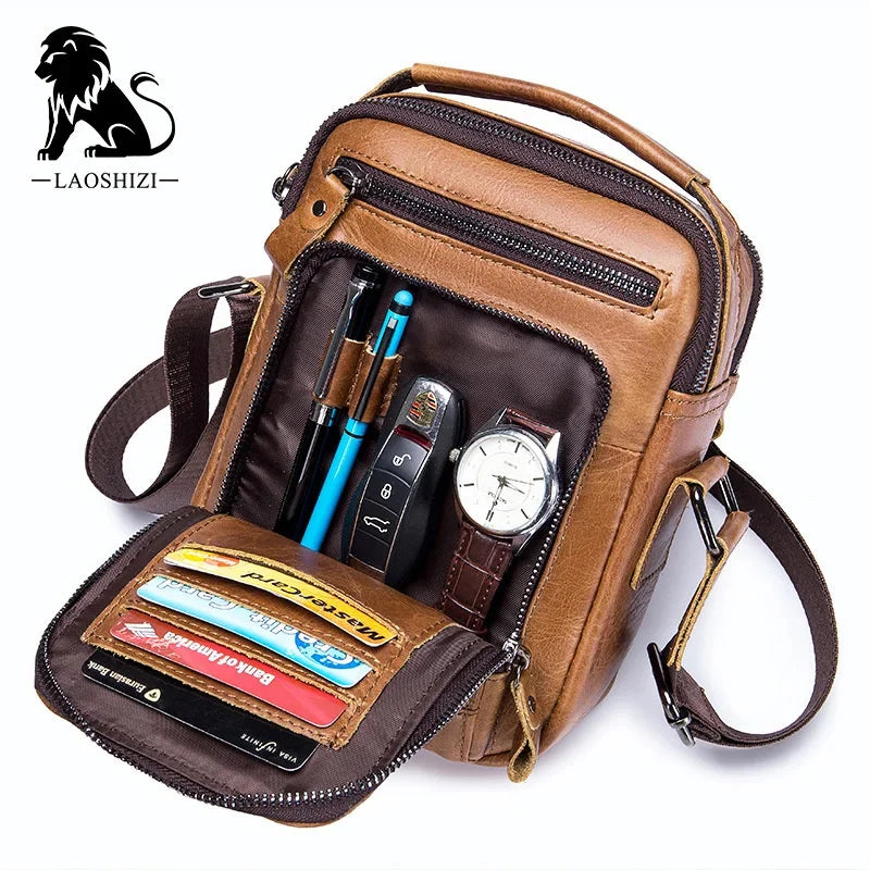 2024 New 100% cowhide Genuine Leather Men's Shoulder Messenger Bag for Men Crossbody Bags Man Designer Handbag Bolso Male