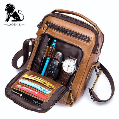 2024 New 100% cowhide Genuine Leather Men's Shoulder Messenger Bag for Men Crossbody Bags Man Designer Handbag Bolso Male