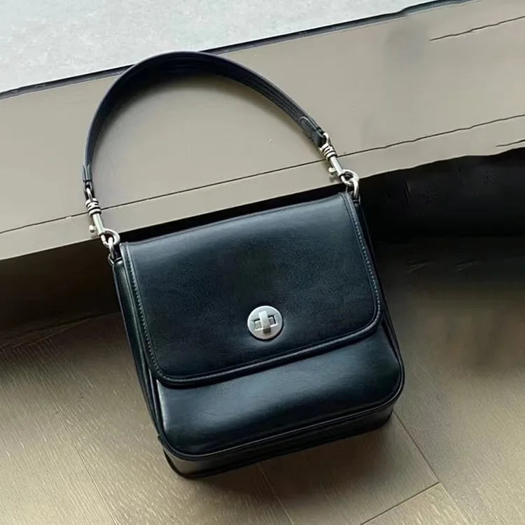 2024 New Advanced Retro Oil Wax Skin Single Shoulder Crossbody Bag Tote Bag