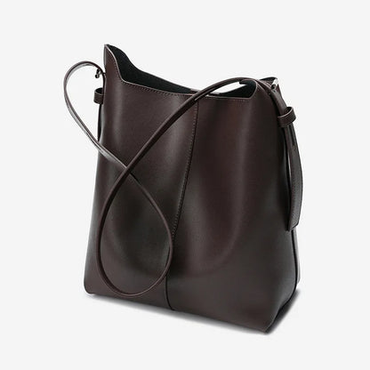2024 New All-match Casual Crossbody Shoulder Bags Luxury Cintage Genuine Leather Bucket Totes Large Capacity Commuter Bolsos