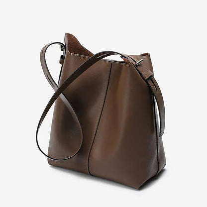 2024 New All-match Casual Crossbody Shoulder Bags Luxury Cintage Genuine Leather Bucket Totes Large Capacity Commuter Bolsos