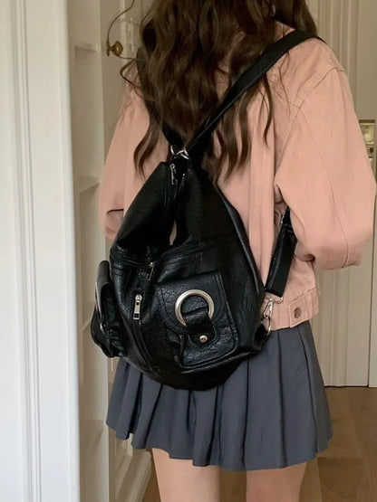 2024 New All-match Commuter Shoulder Bags Large Capacity Versatile Message Bag For Student Solid Soft PU Leather Bolsas Mujer