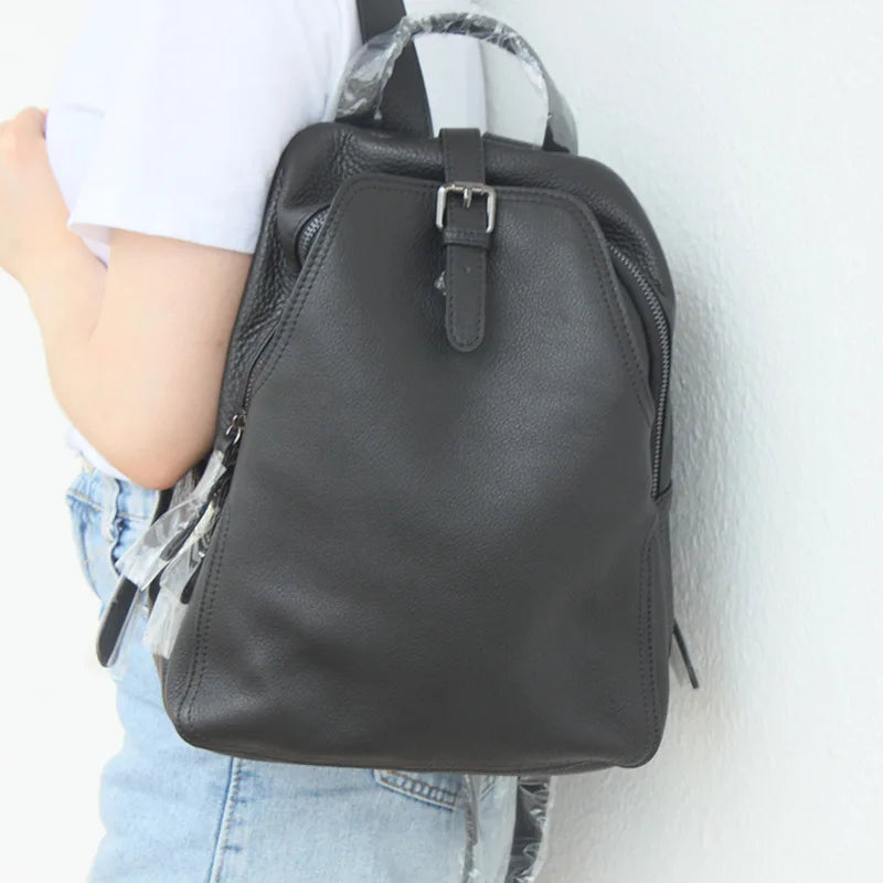 2024 New Backpacks For Women Soft Lichee Pattern Cowhide All-match Back Pack Fashion Trendy Large Capacity Mochilas Bolsas