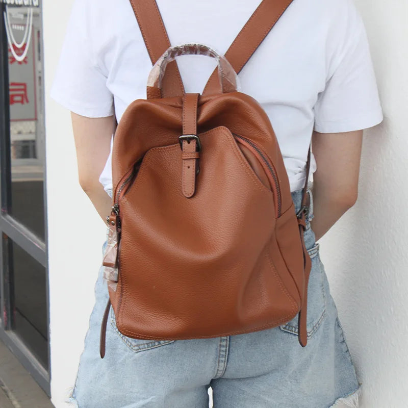 2024 New Backpacks For Women Soft Lichee Pattern Cowhide All-match Back Pack Fashion Trendy Large Capacity Mochilas Bolsas