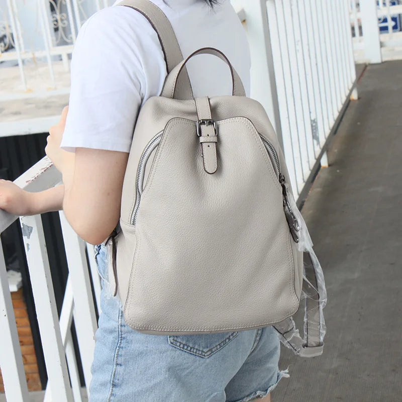 2024 New Backpacks For Women Soft Lichee Pattern Cowhide All-match Back Pack Fashion Trendy Large Capacity Mochilas Bolsas