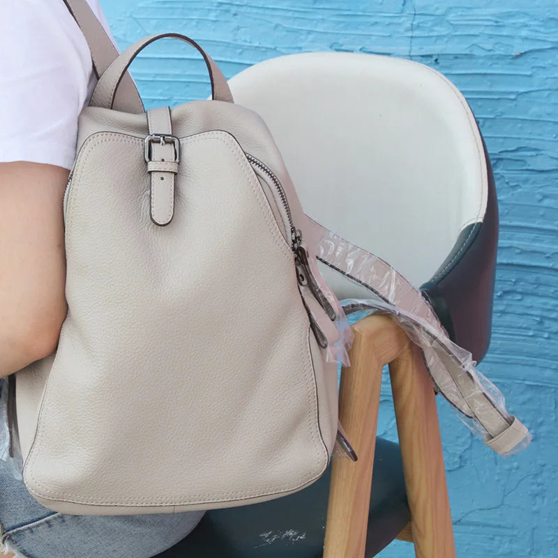 2024 New Backpacks For Women Soft Lichee Pattern Cowhide All-match Back Pack Fashion Trendy Large Capacity Mochilas Bolsas