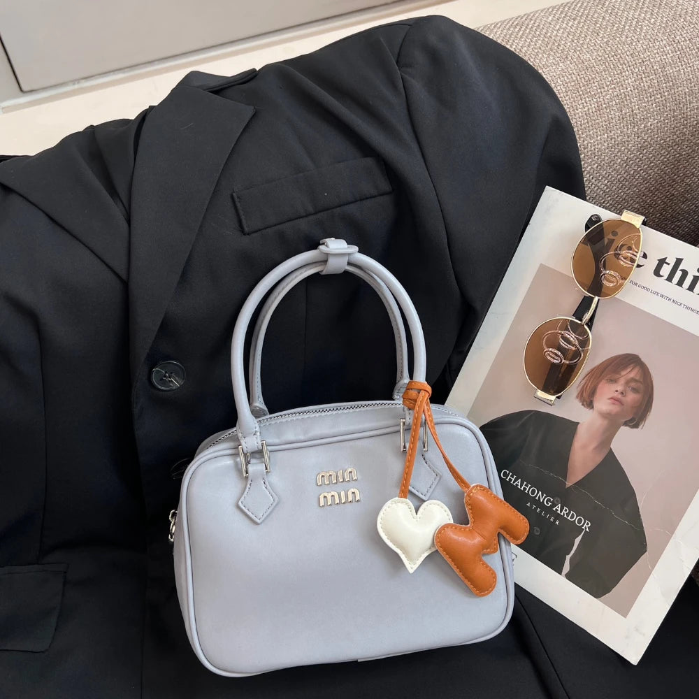 2024 New Bowling Bag for Women Small and Large Capacity Boston Pillow Bag Soft Leather Fashion Handheld Crossbody Bag