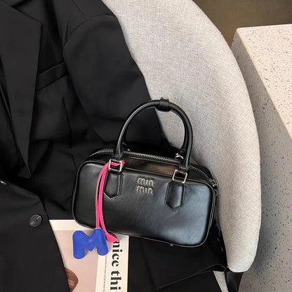 2024 New Bowling Bag for Women, Small and Large Capacity Boston Pillow Bag, Soft Leather Fashion Handheld Crossbody Bag