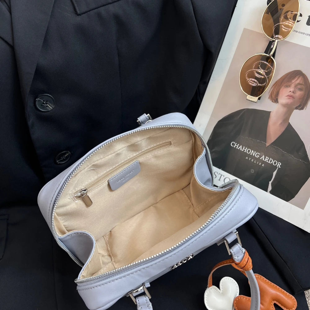 2024 New Bowling Bag for Women Small and Large Capacity Boston Pillow Bag Soft Leather Fashion Handheld Crossbody Bag