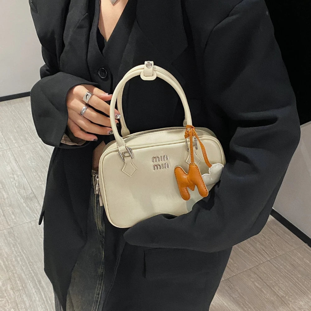 2024 New Bowling Bag for Women Small and Large Capacity Boston Pillow Bag Soft Leather Fashion Handheld Crossbody Bag