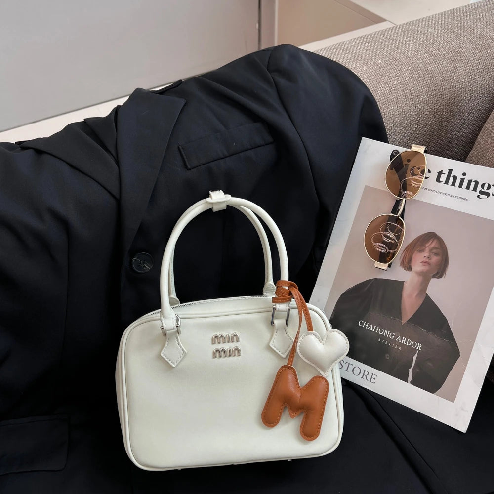 2024 New Bowling Bag for Women Small and Large Capacity Boston Pillow Bag Soft Leather Fashion Handheld Crossbody Bag