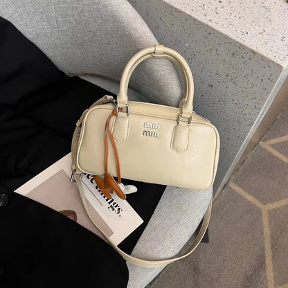 2024 New Bowling Bag for Women, Small and Large Capacity Boston Pillow Bag, Soft Leather Fashion Handheld Crossbody Bag