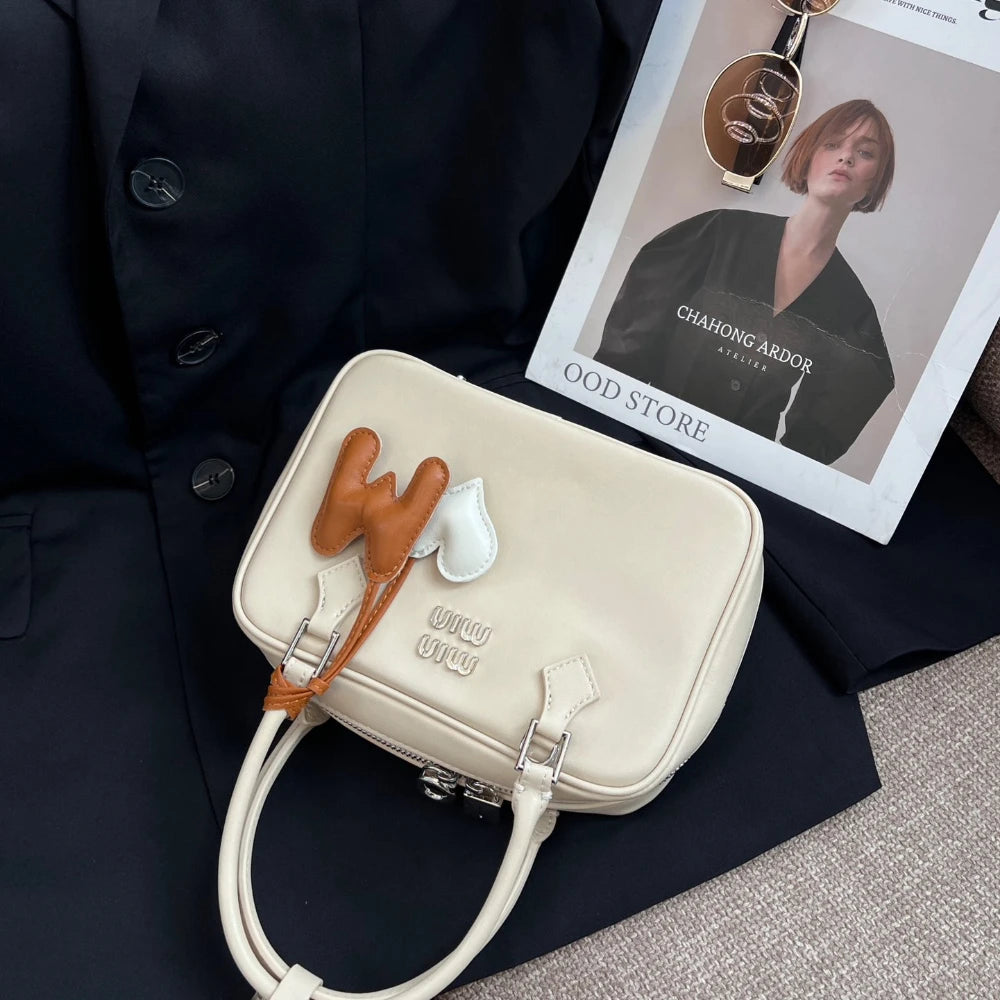 2024 New Bowling Bag for Women Small and Large Capacity Boston Pillow Bag Soft Leather Fashion Handheld Crossbody Bag