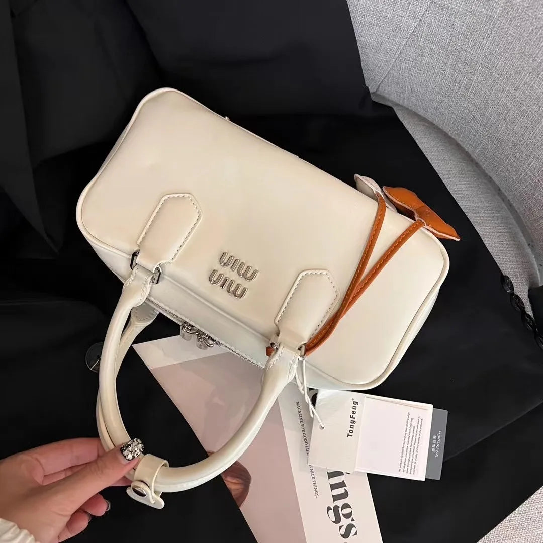 2024 New Bowling Bag for Women, Small and Large Capacity Boston Pillow Bag, Soft Leather Fashion Handheld Crossbody Bag