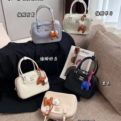 2024 New Bowling Bag for Women Small and Large Capacity Boston Pillow Bag Soft Leather Fashion Handheld Crossbody Bag