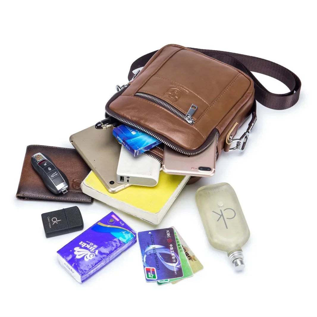 2024 New Brand Genuine Leather Man Shoulder Bags fashion vertical flap cow Male Men's Handbag Casual Tote handbags