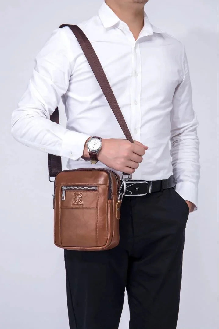 2024 New Brand Genuine Leather Man Shoulder Bags fashion vertical flap cow Male Men's Handbag Casual Tote handbags