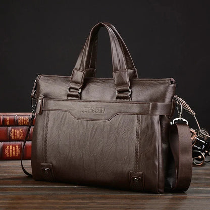 2024 New Briefcase Fashion men's PU Leather Men Bags Business Brand Male Briefcases Hands laptop bag High Quality