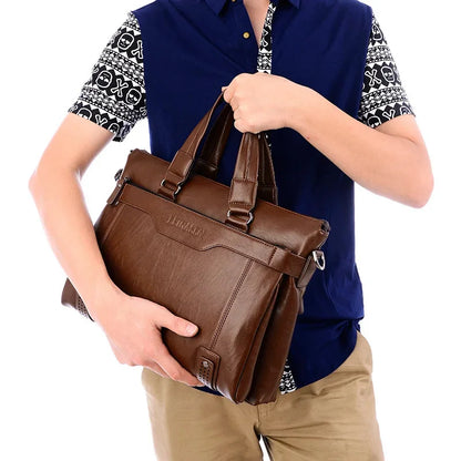 2024 New Briefcase Fashion men's PU Leather Men Bags Business Brand Male Briefcases Hands laptop bag High Quality