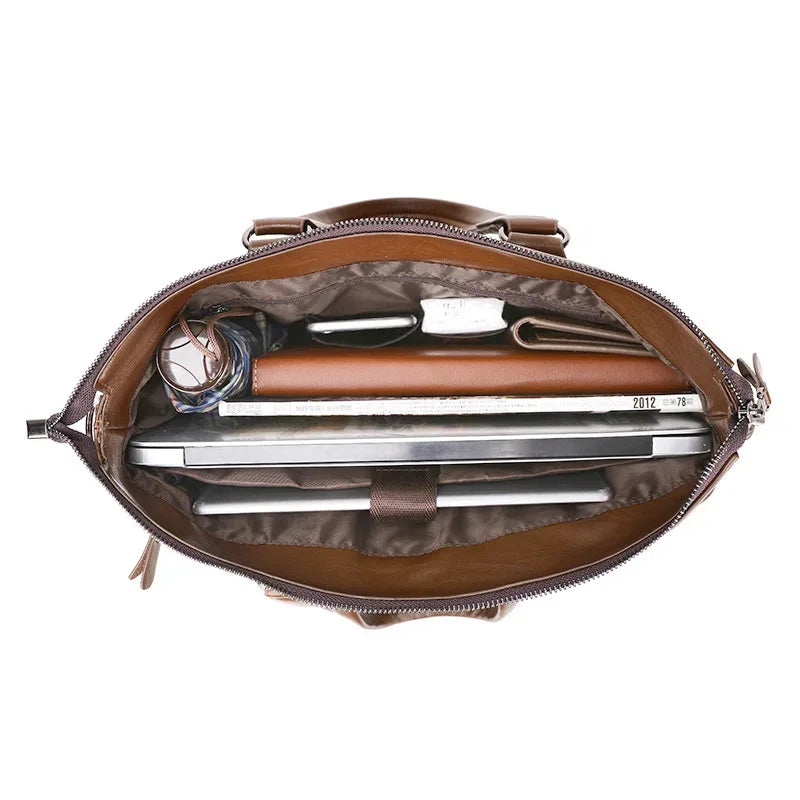 2024 New Briefcase Fashion men's PU Leather Men Bags Business Brand Male Briefcases Hands laptop bag High Quality
