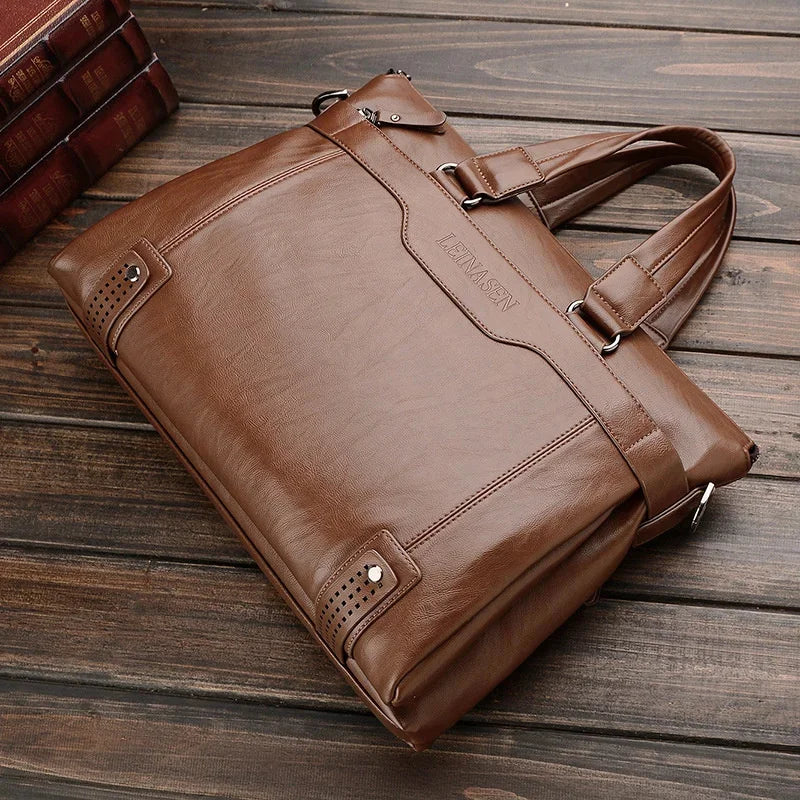 2024 New Briefcase Fashion men's PU Leather Men Bags Business Brand Male Briefcases Hands laptop bag High Quality
