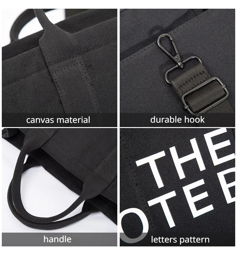 2024 New British Fashion Canvas Tote Bag for Women Crossbody Leisure Men Casual Commuting Handbag Shoulder Bag