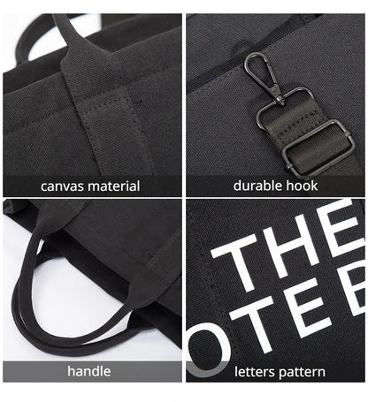 2024 New British Fashion Canvas Tote Bag for Women Crossbody Leisure Men Casual Commuting Handbag Shoulder Bag