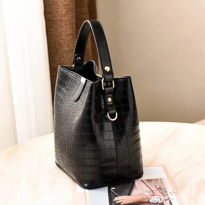 2024 New Bucket Women Pattern Handbag Capacity Casual Crocodile Shoulder Messenger Bags Ladies PU Purse
