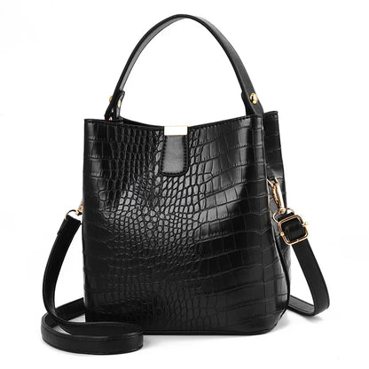 2024 New Bucket Women Pattern Handbag Capacity Casual Crocodile Shoulder Messenger Bags Ladies PU Purse