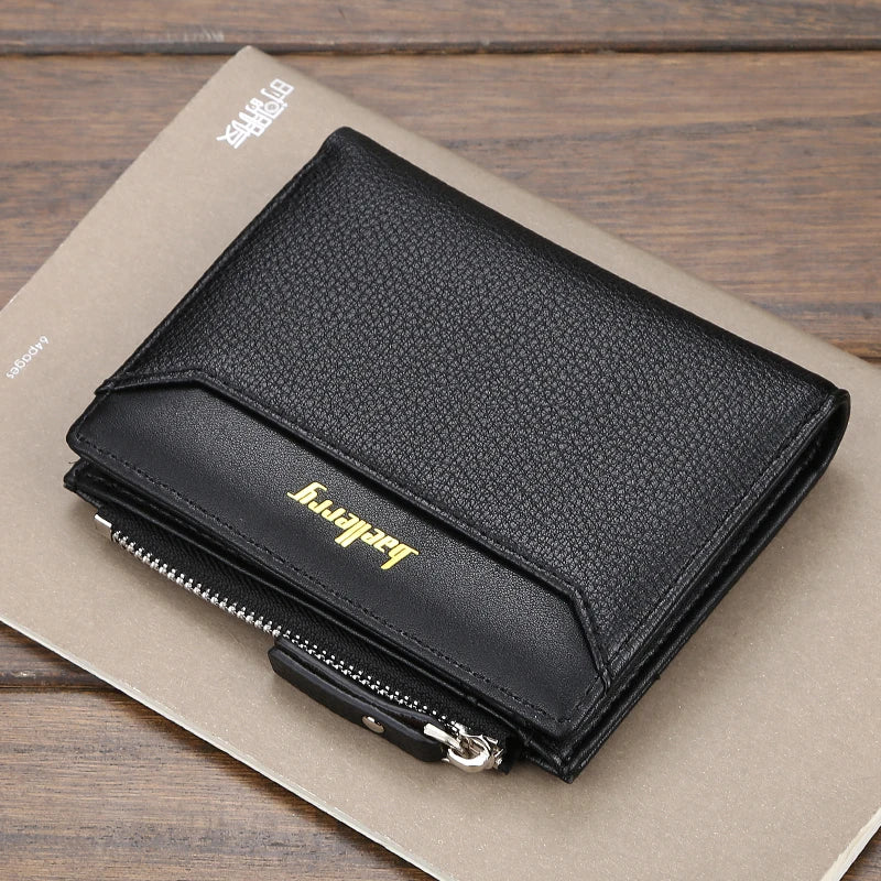 2024 New Business Men's Leather Wallet Large Capacity Card Holders Zipper Coin Purse Drop Shipping Mini Short Wallets for Men