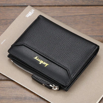 2024 New Business Men's Leather Wallet Large Capacity Card Holders Zipper Coin Purse Drop Shipping Mini Short Wallets for Men