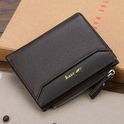 2024 New Business Men's Leather Wallet Large Capacity Card Holders Zipper Coin Purse Drop Shipping Mini Short Wallets for Men